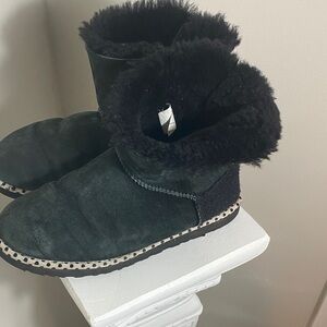 UGG Black Ankle Boots with Fur Lining